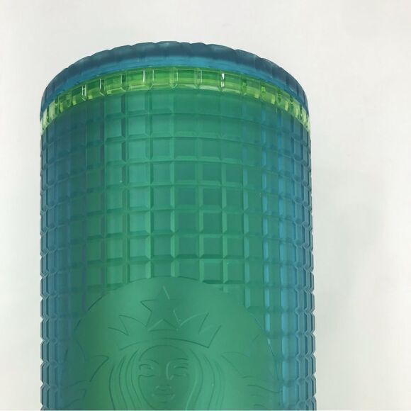 Starbucks Dining 2022 Blue Green Textured Grid  24 0z. Venti Cold Cup Tumbler - Picture 5 of 12